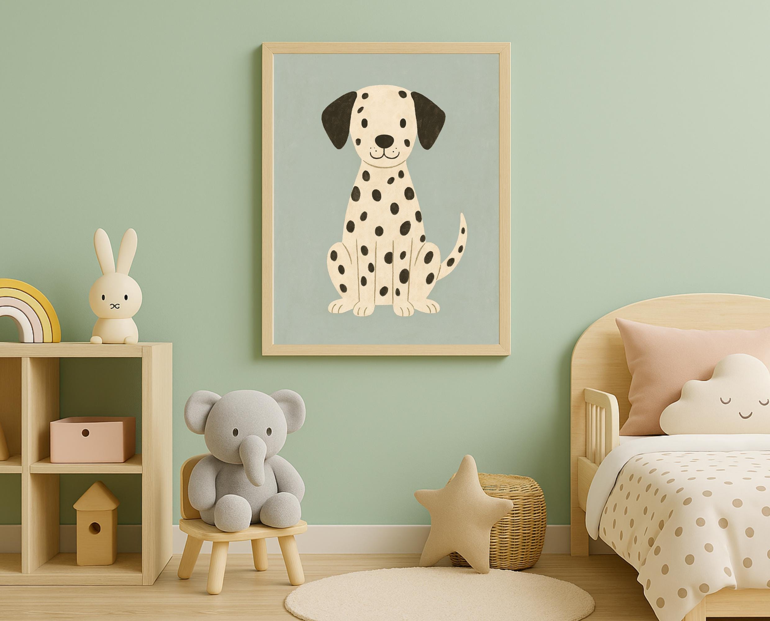 Dalmatian Puppy Nursery Print: Pastel Dog Wall Art (digital