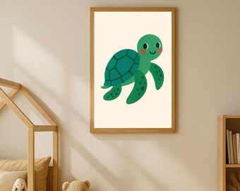 Decorazioni per camerette con tartarughe marine, decorazioni per camerette in stile costiero (download immediato)