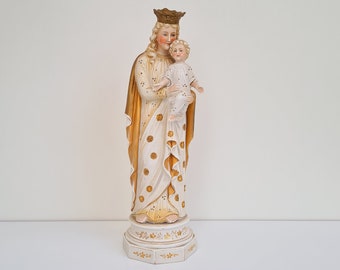 Large porcelain Madonna virgin Mary baby Jesus statue ++