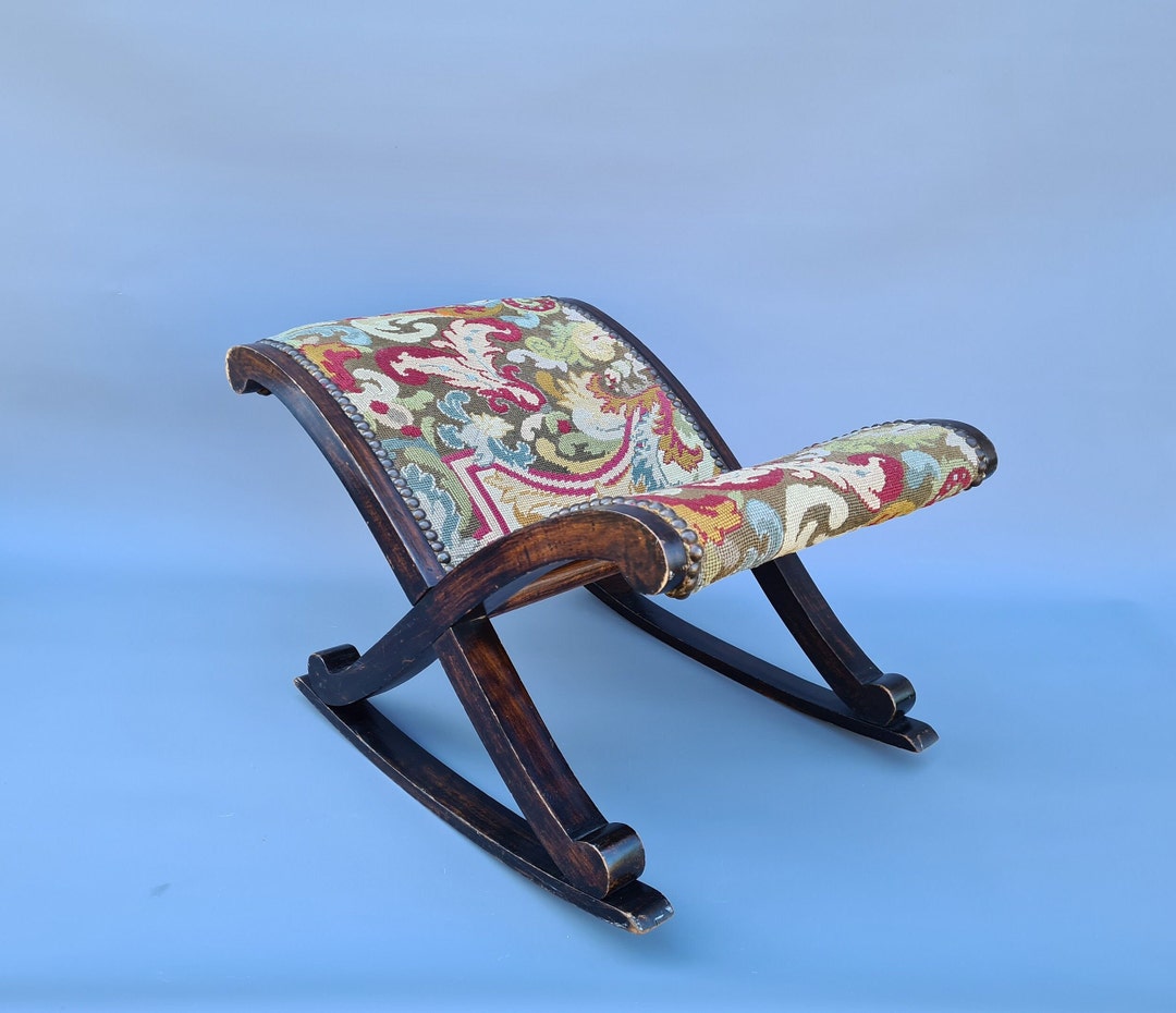 French Footstool, French Footrest, Rocking Stool, Cushioned Footstool