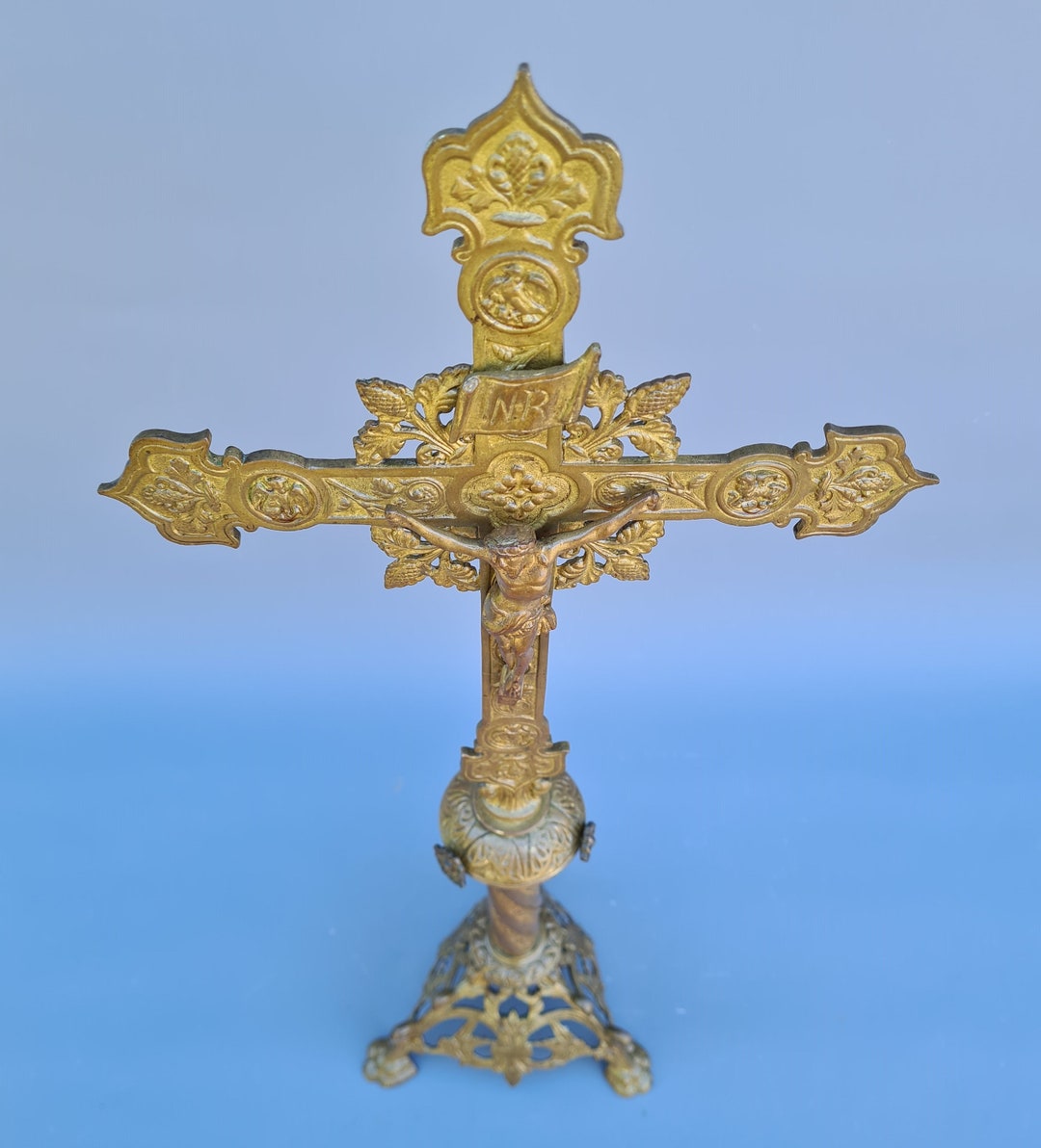 Antique French Church Altar Cross Crucifix Church Cross Corpus Christi