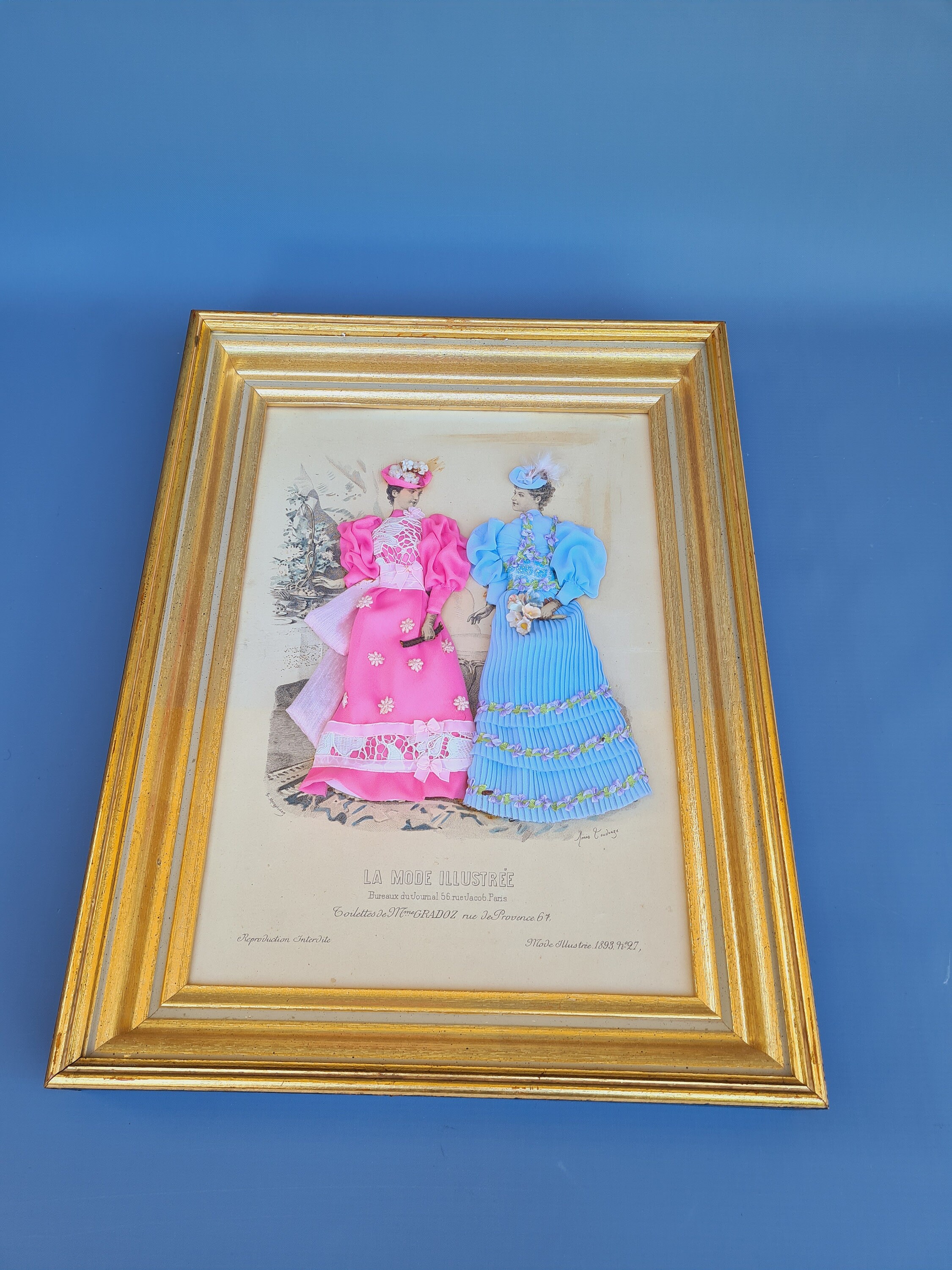 フランスアンティーク 額縁La Mode Illustree Antique La Mode Illustree No. 56 Print Wood Framed French