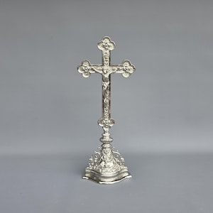 Standing antique Belgian cross altar crucifix ++