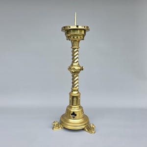 Large antique rare bronze candlestick / church candlestick, Gothic style ++