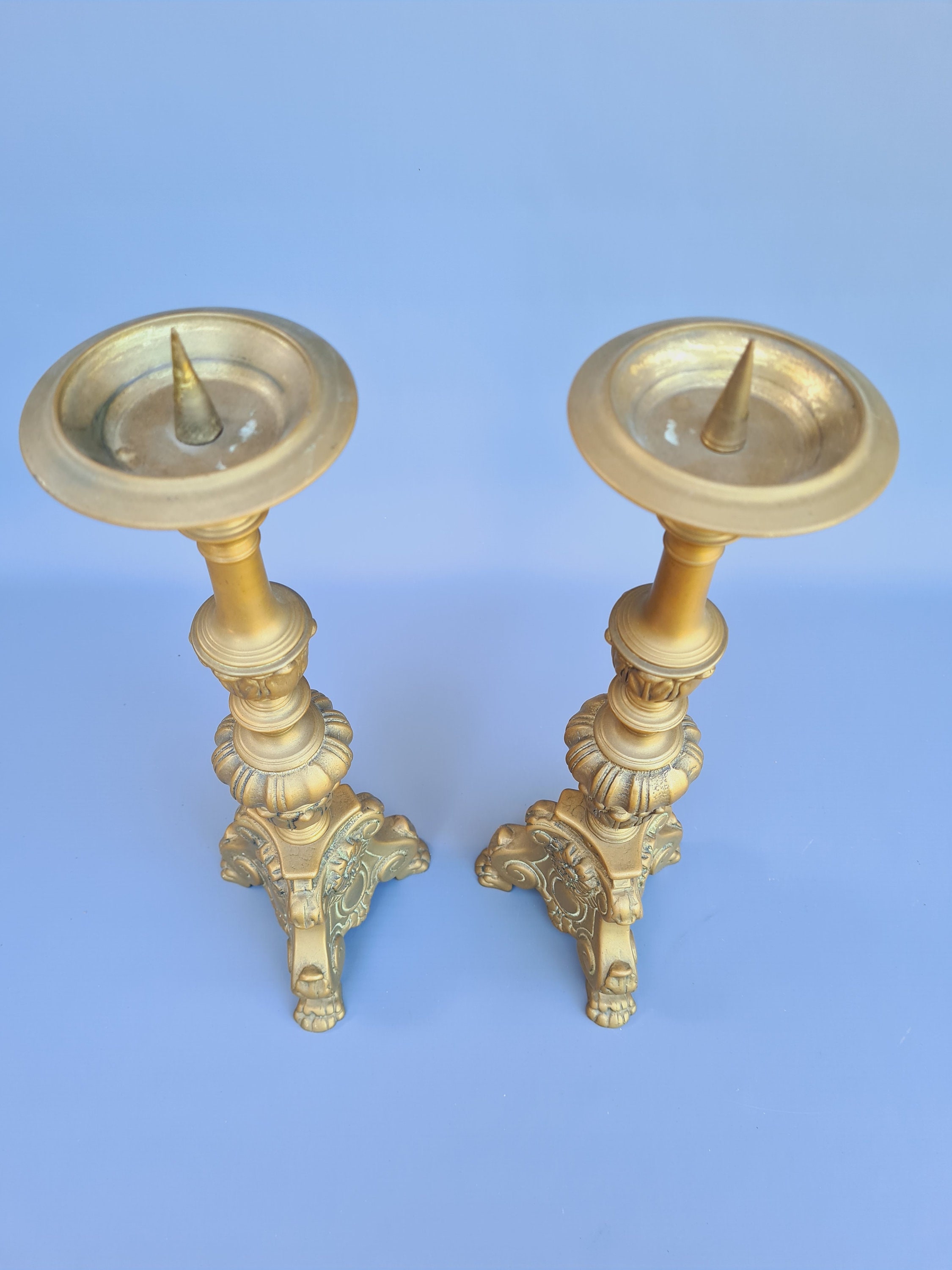 Old Set of Fine Brass Candlesticks Etsy