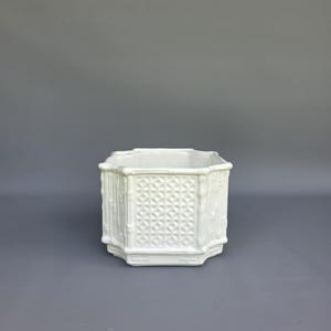 Vintage white ceramic bamboo planter jardiniere, Italy ++