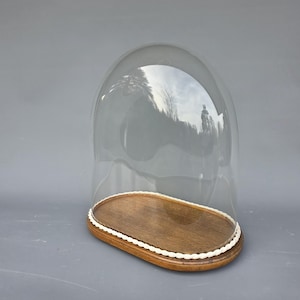 Grand dôme globe en verre ovale vintage, hauteur totale = 43 cm (16,93 pouces)++