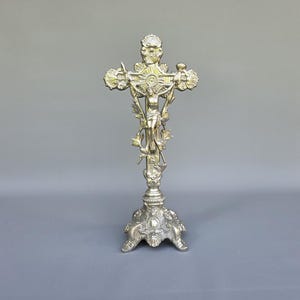 Standing antique religious Jesus Christ cross altar / table altar crucifix ++