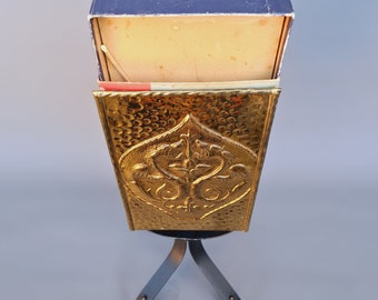 Old brass matchbox on metal stand ++