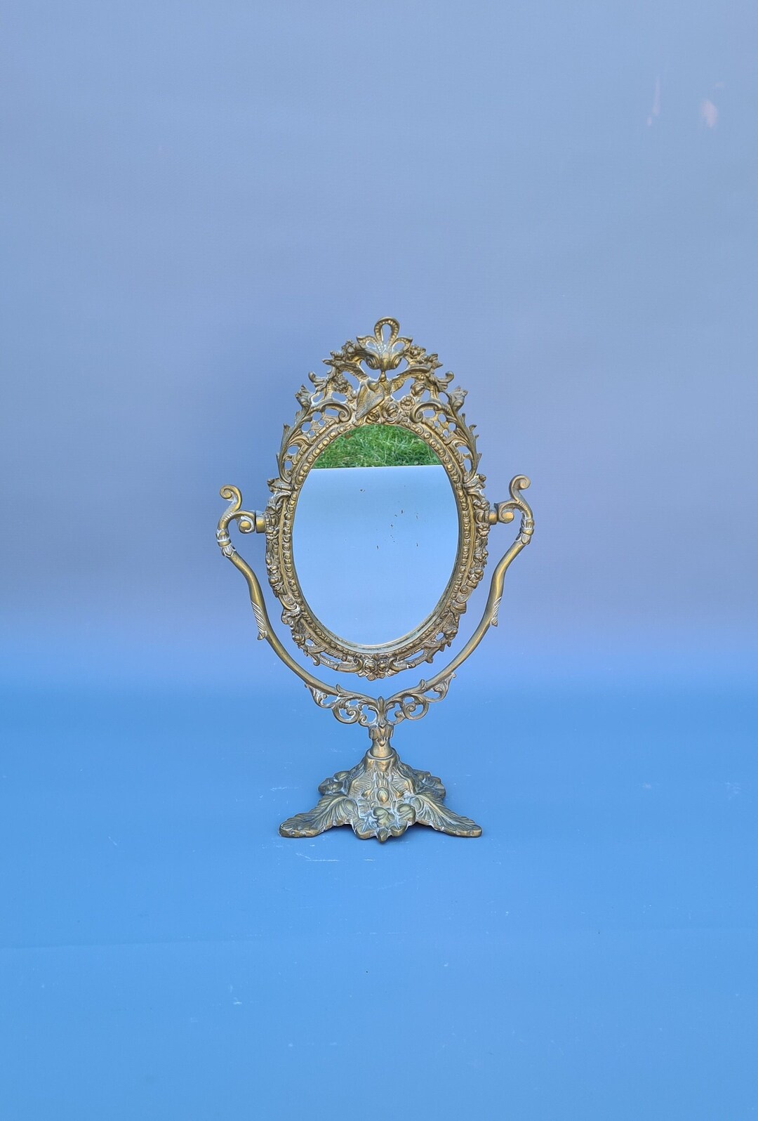 Italian Vintage Brass Table Mirror or Makeup Mirror Etsy