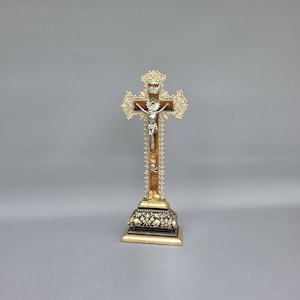 Standing antique religious Jesus Christ cross altar / table altar crucifix ++