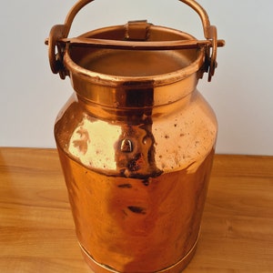 Large French antique copper plated milk can from farm ++