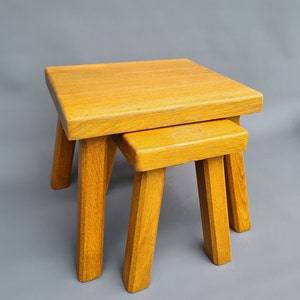 Brutalist Oak Wooden Set Side Tables, 1960s - Etsy