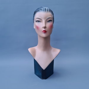 ヴィンテージ フランス 石膏マネキン ヘッド - アールデコ - 帽子 ...
