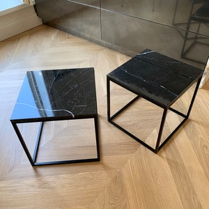 Marble Side Table, Travertine Coffee Table, Bedside Cube Table, Black Nightstand Table, All Black Side Table, Custom Made Side Table