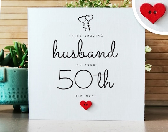 Husband 50th Birthday Card Handmade 50th Birthday Card for | Etsy UK