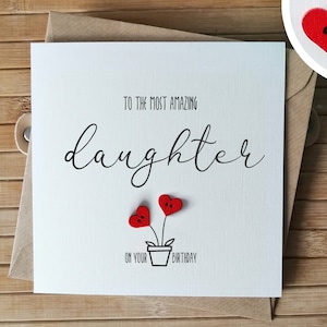 Tarjeta de cumpleaños para hija, hecha a mano, personalizada para su 20, 30 o 40 cumpleaños.