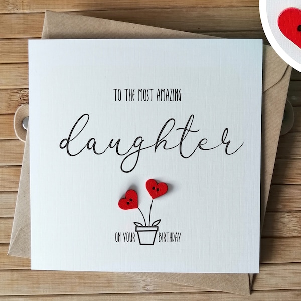 Daughter Birthday Card, Handmade Birthday Card for Daughter, Daughter's 20th 30th 40th Birthday Personalised Card
