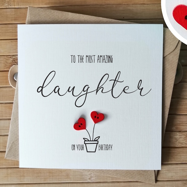 Tarjeta de cumpleaños para hija, hecha a mano, personalizada para su 20, 30 o 40 cumpleaños.