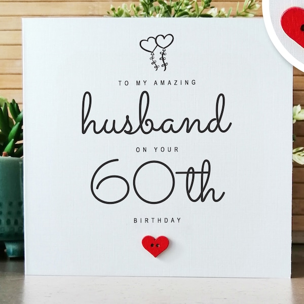 Husband 60th Birthday Card, Handmade 60th Birthday Card for Husband, Husband's Birthday Personalised Card