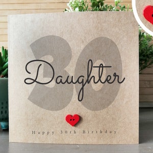 Daughter 30th Birthday Card, Handmade 30th Birthday Card for Daughter, Daughter's Birthday Personalised Card