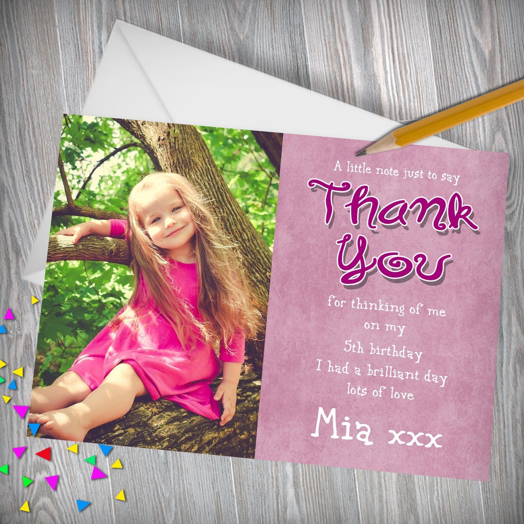 Buy Children's Birthday Thank You Cards , Personalised New Baby Thank You Card , Kid's Birthday