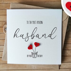 Tarjeta de cumpleaños número 60 del esposo, tarjeta personalizada de cumpleaños número 60 hecha a mano para el esposo