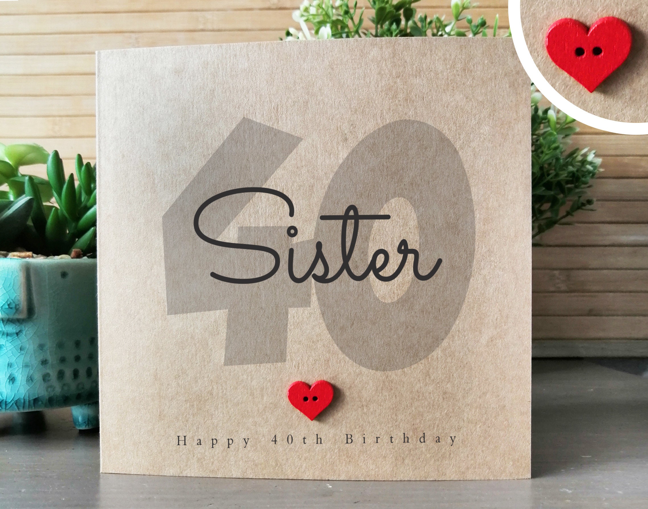 Sister 40th Birthday Card Handmade 40th Birthday Card for | Etsy UK