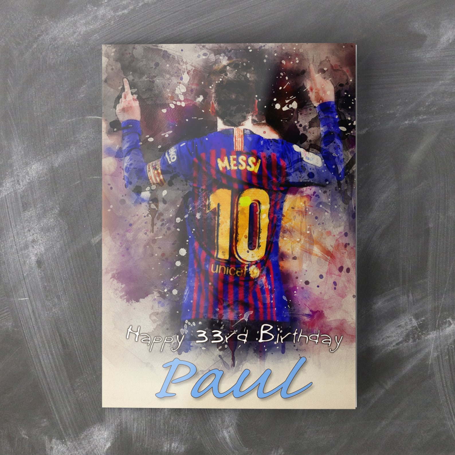 Lionel Messi Personalised Birthday Card Etsy