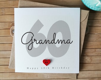 Grandma 60th Birthday Card, Handmade 60th Birthday Card for Grandmother, Grandma's Birthday Personalised Card