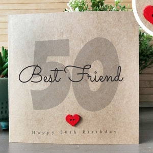 Friend 50th Birthday Card, Handmade 50th Birthday Card for Best Friend, Friend's Birthday Personalised Card