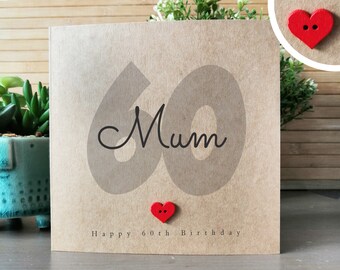60th Birthday Card for Mum, Handmade Mummy Card for 60th Birthday, Personalised 60th Birthday Card for Mother
