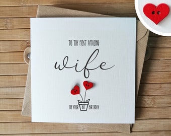 Wife 60th Birthday Card, Personalised Handmade Card for Wife's 60th Birthday, Eco Friendly