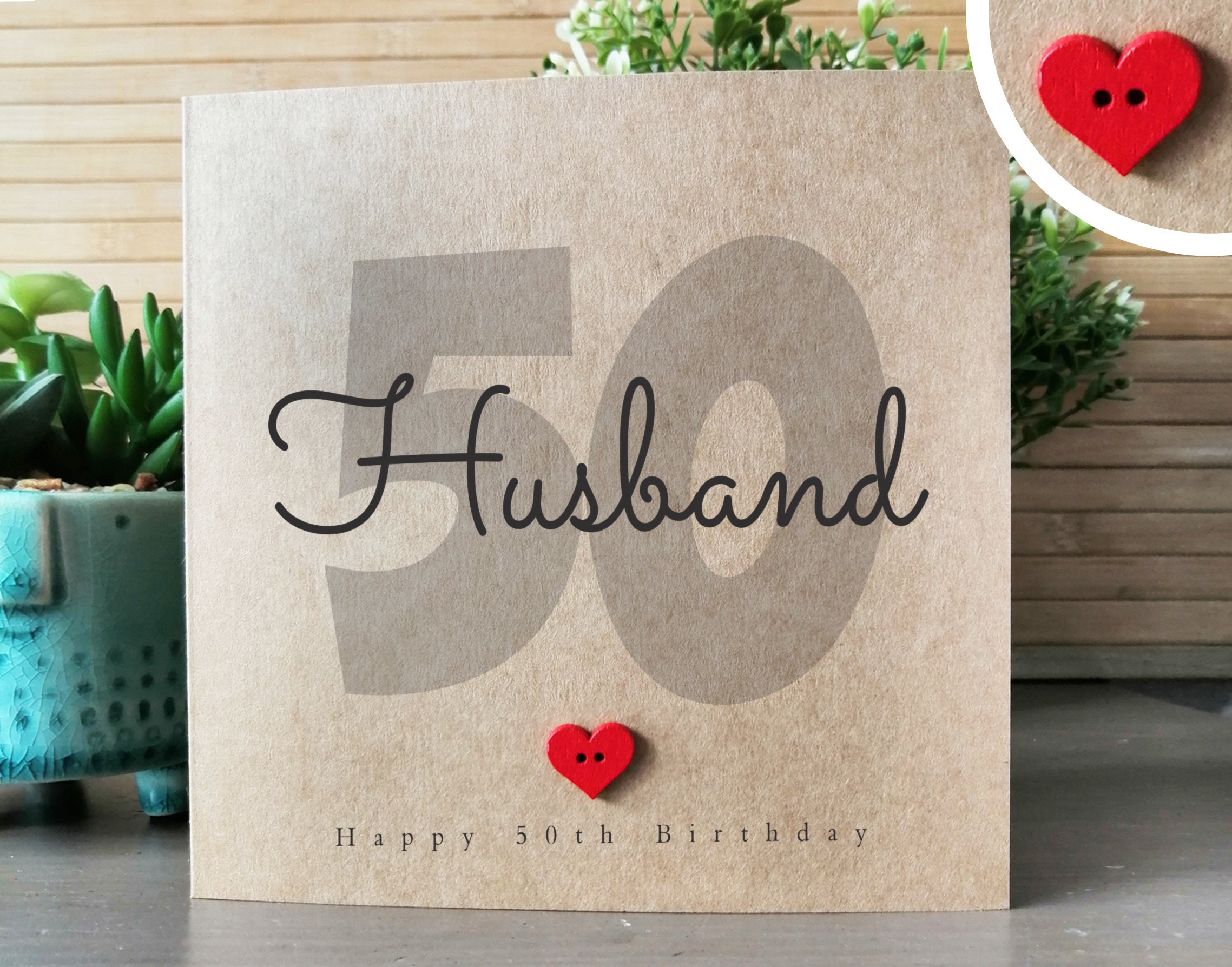 Husband 50th Birthday Card Handmade 50th Birthday Card for | Etsy