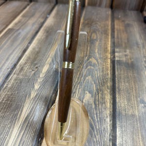 Walnut pen made from reclaimed wood - gold accents