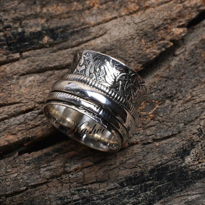 Promise Ring Worry Ring 925 Silver Ring Boho Ring Anxiety Ring Gift For Her Meditation Ring Thumb Ring Women Ring Spinner Ring