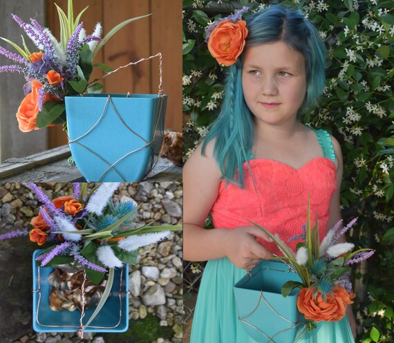 copper flower girl basket