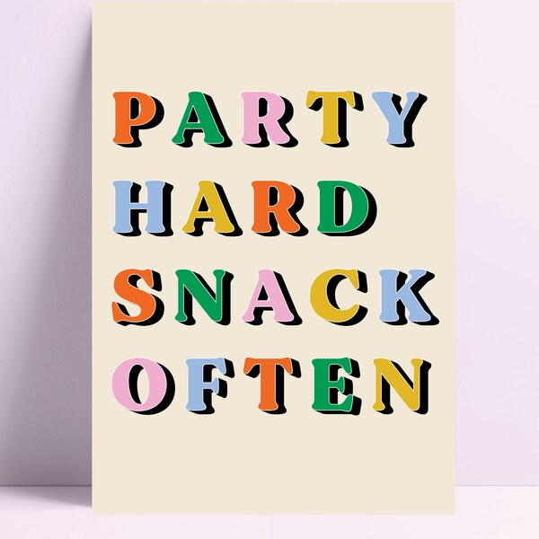 Partei harten Snack oft Wand Kunstdruck / Küche Zeichen / Snack-Liebhaber Wandkunst / Küche Nachhause Geschenk / A4 / A3 / A2 / Küche Wandkunst