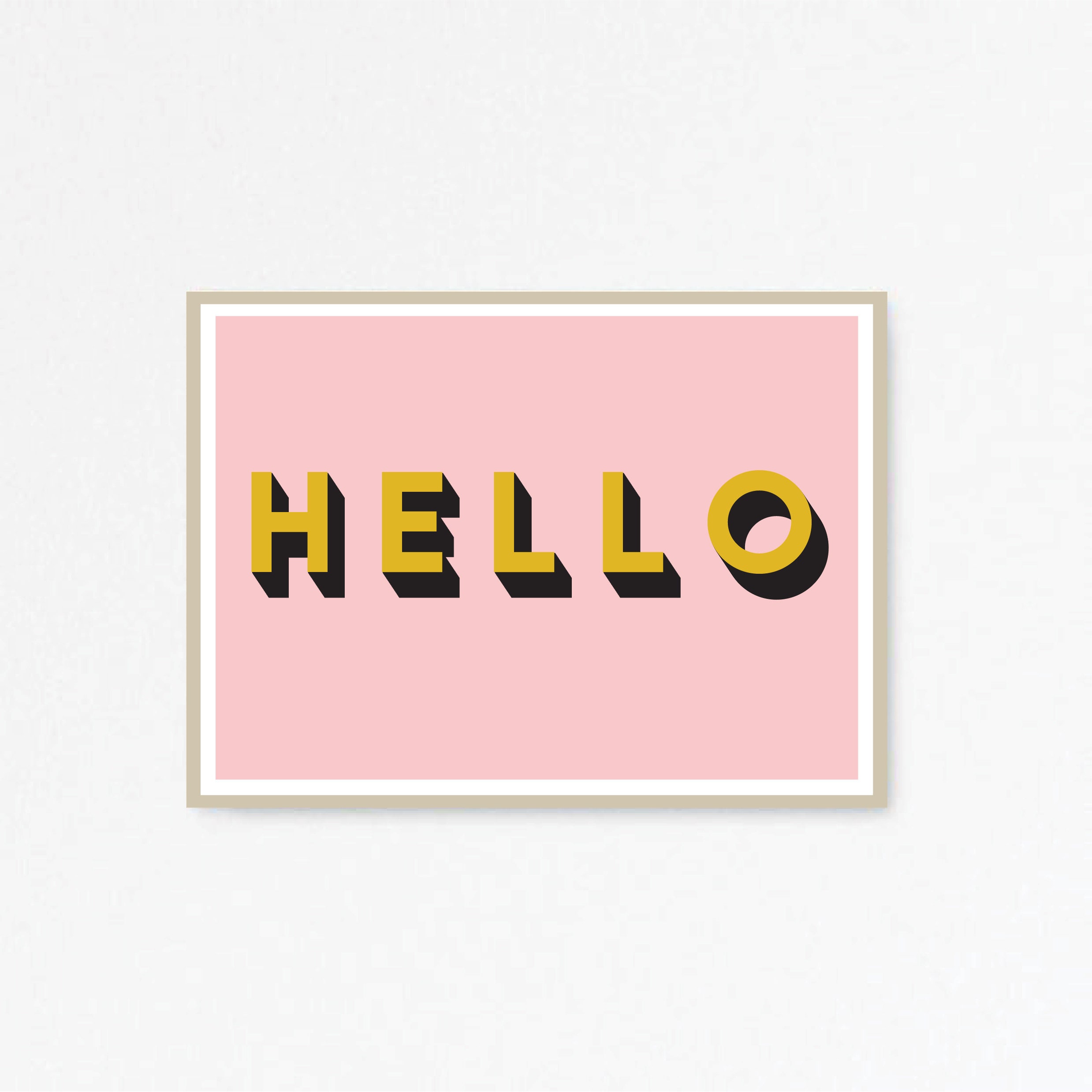 Hello Wall Art Print / Fun Retro Home Decor Art / Typography Etsy