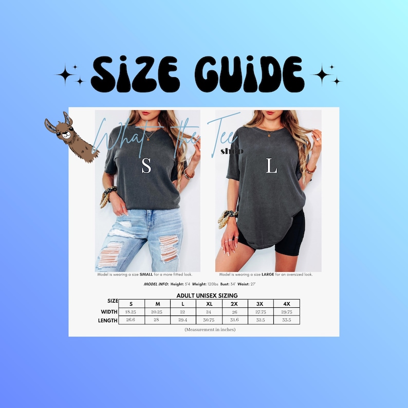 Puede incluir: Una tabla de gu&iacute;a de tallas para una camiseta gris carb&oacute;n con dos im&aacute;genes de la prenda en tallas small y large. La tabla muestra tallas unisex para adultos con medidas de ancho y largo en pulgadas que van desde la talla S hasta la 4X.