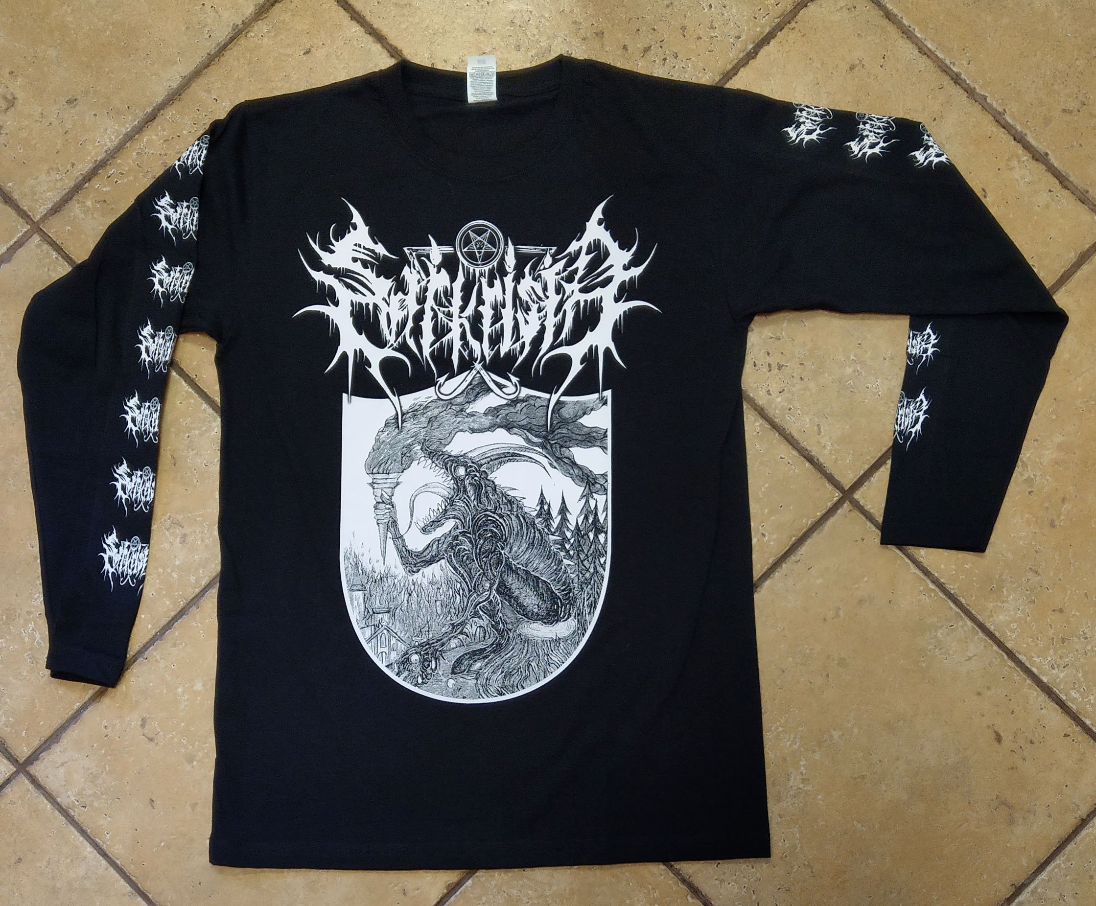 Black metal long sleeve t shirts hot sale