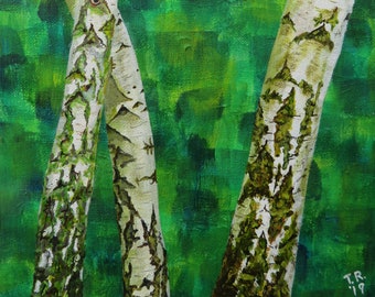 Original Acrylic Painting - Birches 2 on Canvas