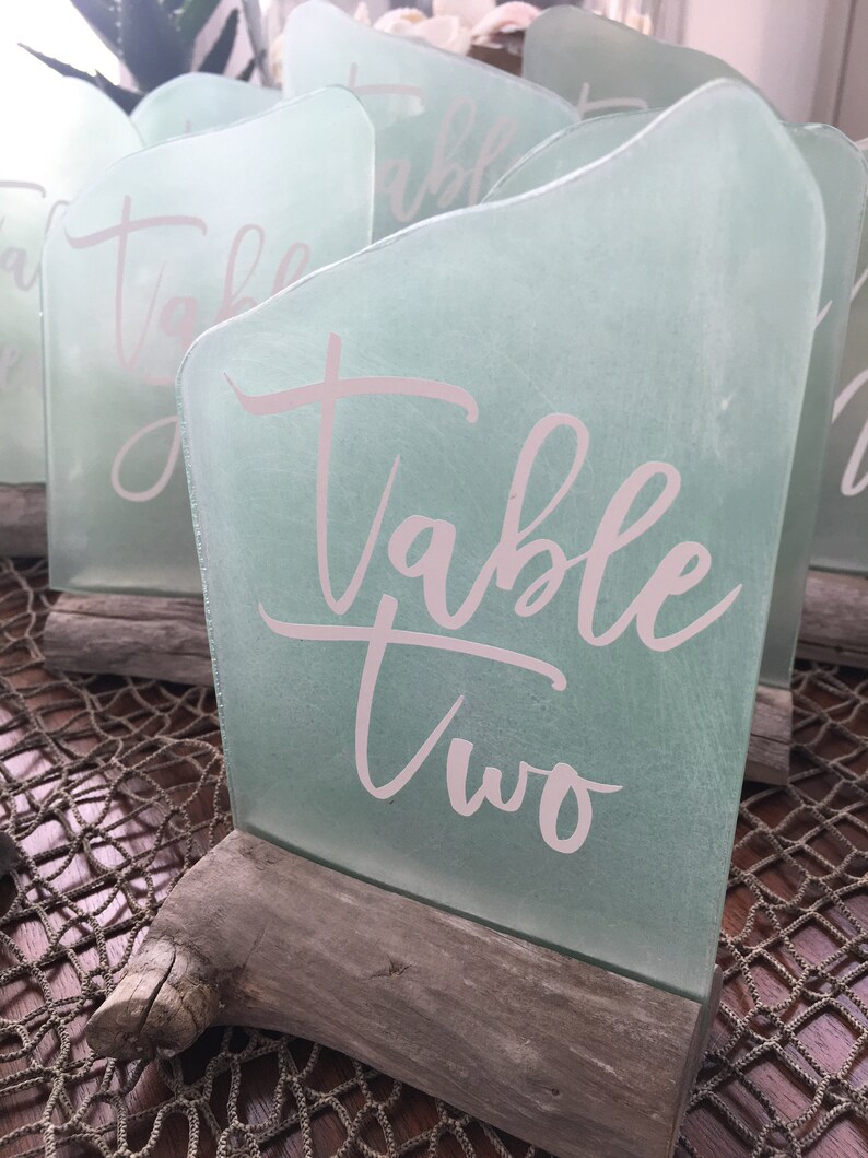 Acrylic Sea Glass Inspired and Driftwood Table Numbers Ideal Etsy