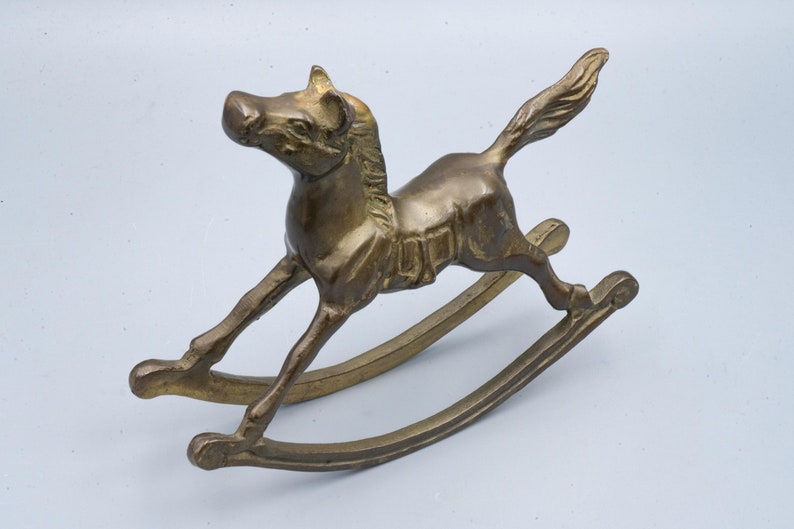 Vintage Brass Rockinghorse Figurine Decor Knick Knack Paperweight image 5