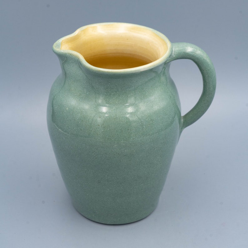 Pisgah Forest Pottery Turquoise and Yellow Pitcher image 4
