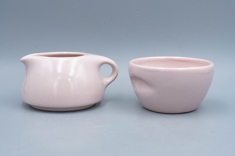 Russel Wright Iroquois Casual China Pink Sherbet Stacking Creamer and Sugar Vintage Mid Century Modern Designer Dinnerware image 3