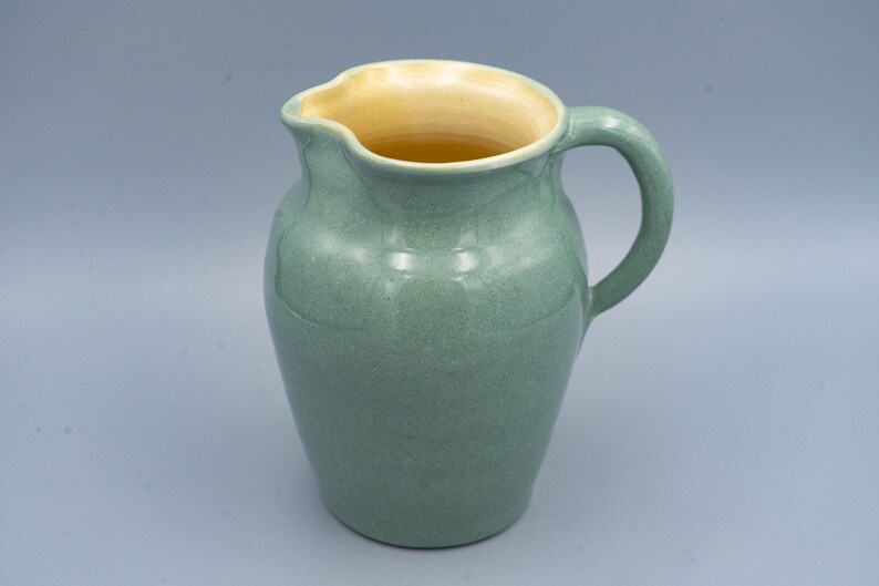 Pisgah Forest Pottery Turquoise and Yellow Pitcher image 5