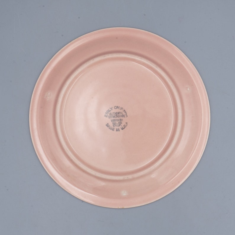 BREAD PLATE Vernon Kilns Early California Pink Vintage California Pottery Mid Century Modern Dinnerware Colorware Side Plate image 3