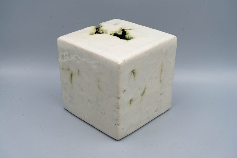 Mobach Ceramics Abstract Art Pottery Cube by Tom Bruinsma Vintage Dutch Ceramic Sculpture image 3