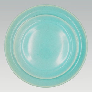 DINNER or CHOP PLATE Bauer Pottery Brusche Turquoise | Vintage California Pottery | Blue Mid Century Modern Dinnerware